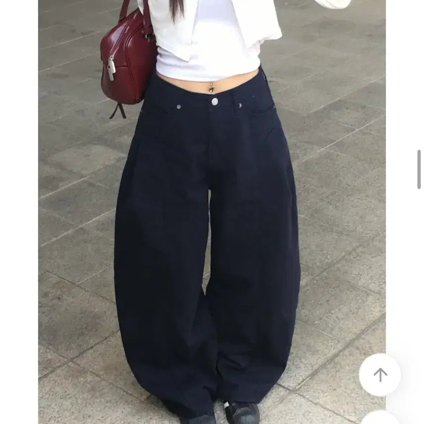 [BUNJANG] Loofon Pin Tuck Balloon Pants Navy M / 에이블리 loofon루프온 커버 핀턱 벌룬 팬츠