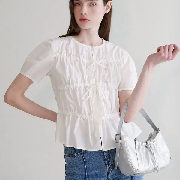 [BUNJANG] RAIVE White Shirring Blouse Size 1 / RAIVE s24 화이트 셔링 블라우스 1