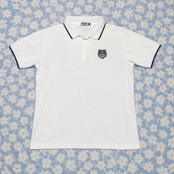 [BUNJANG] Kenzo Tiger Embroidery Polo T-Shirt White Size 52 / 겐조 타이거 자수 PK 반팔 카라티 화이트 52