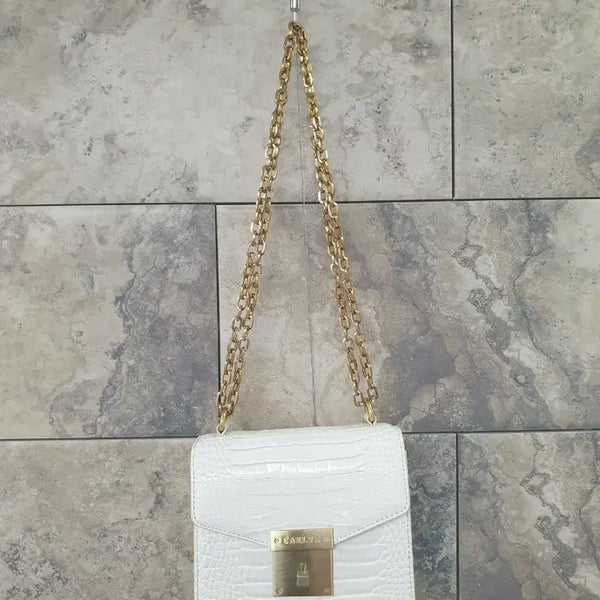 [BUNJANG] Carlyn Amber Crocodile Embossing Chain Bag White / 칼린 엠버 크로커다일 엠보싱 체인백 화이트