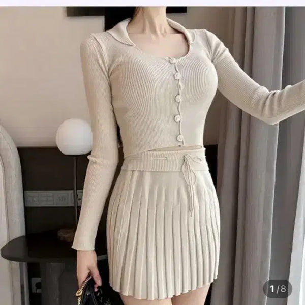 [BUNJANG] Henne Chloe Collar Cropped Knit Cardigan / 8.5->3.8 (새상품) 헨느 끌로아 카라 크롭 니트 가디건 수입의류