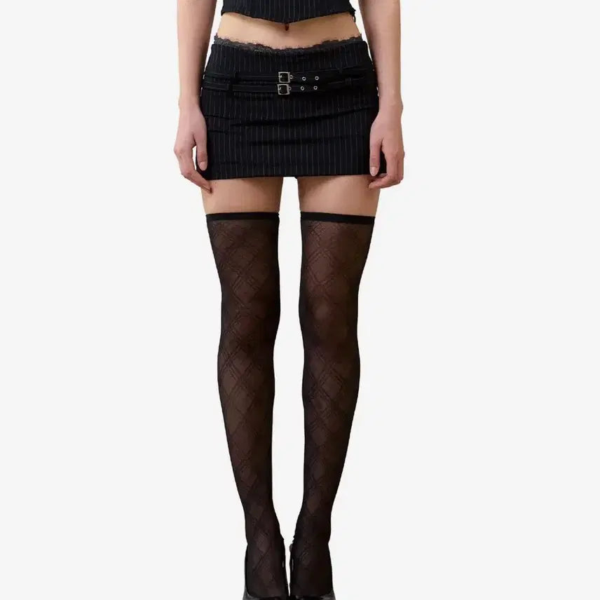 [BUNJANG] Hilda Robe Striped Mini Skirt (Black) / 힐다 로베트 스트라이프 미니 스커트(블랙)