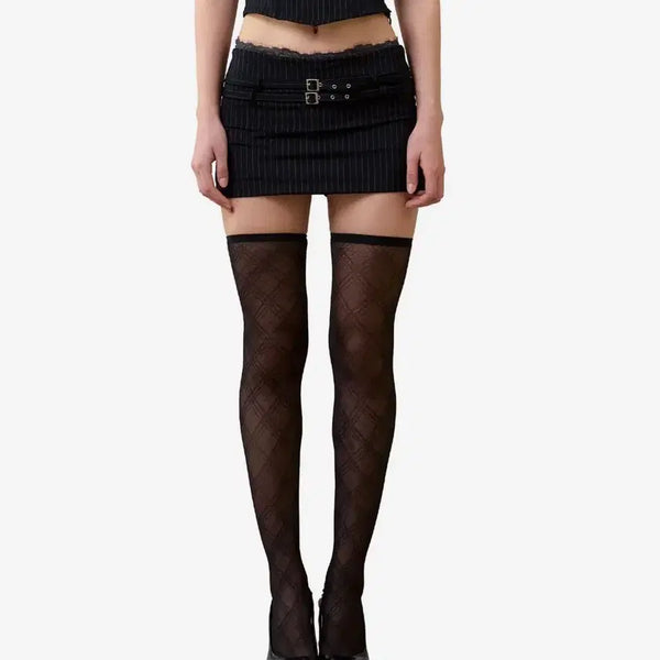 [BUNJANG] Hilda Robe Striped Mini Skirt (Black) / 힐다 로베트 스트라이프 미니 스커트(블랙)