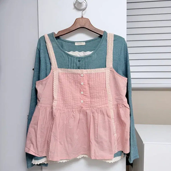 [BUNJANG] Hagumi Layered Inner T-shirt and Bustier Set / 하구미 상의세트