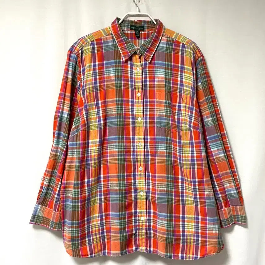 [BUNJANG] Ralph Lauren Polo Madras Cotton Check Shirt 2XL / 랄프로렌 폴로 여성 빅사이즈 인도산 마드라스 부드러운 코튼 체크셔츠 2XL