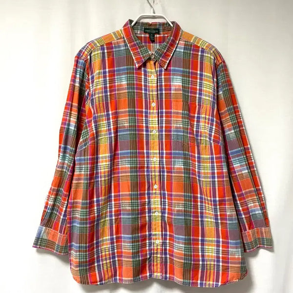 [BUNJANG] Ralph Lauren Polo Madras Cotton Check Shirt 2XL / 랄프로렌 폴로 여성 빅사이즈 인도산 마드라스 부드러운 코튼 체크셔츠 2XL