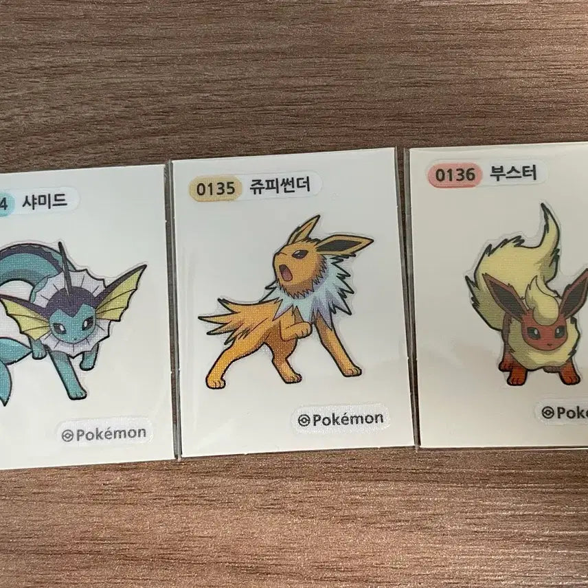 [BUNJANG] Pokemon Sticker Charmander, Vaporeon, Jolteon, Flareon / 포켓몬 띠부씰 샤미드 쥬피썬더 부스터