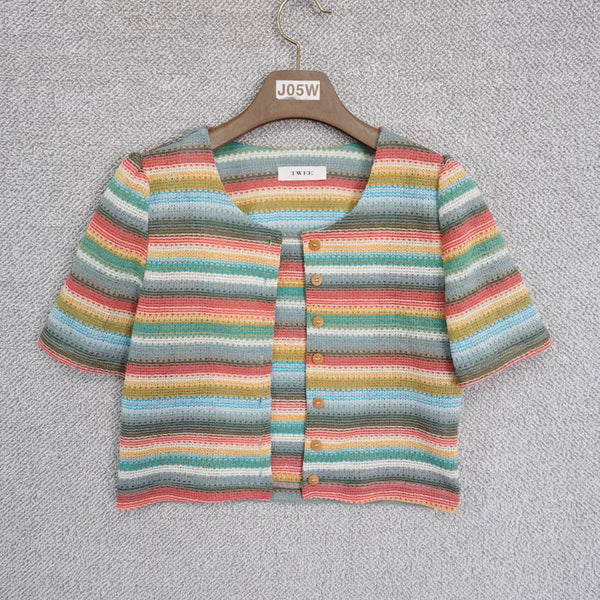 [BUNJANG] TWEE Women's Striped Summer Crop Blouse (Size 44-55) / TWEE 여성 스트라이프 썸머 크롭 블라우스 44-55size