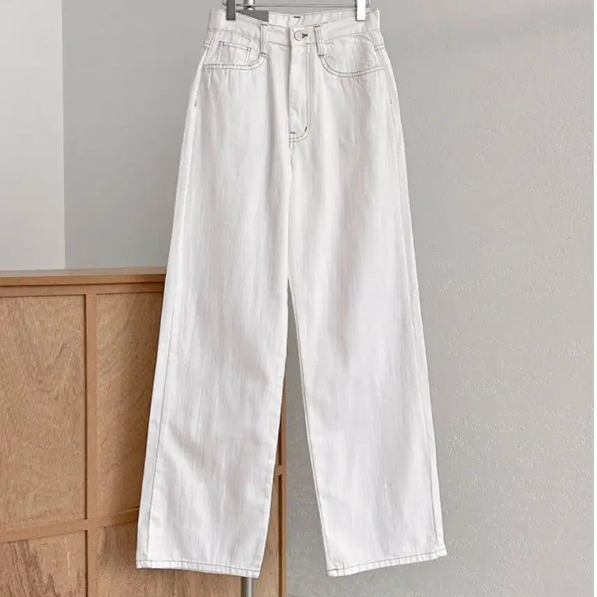 [BUNJANG] Spring Summer Cotton Wide Pants White / 새상품/봄 여름 면바지 논페이드 화이트 와이드 팬츠 S