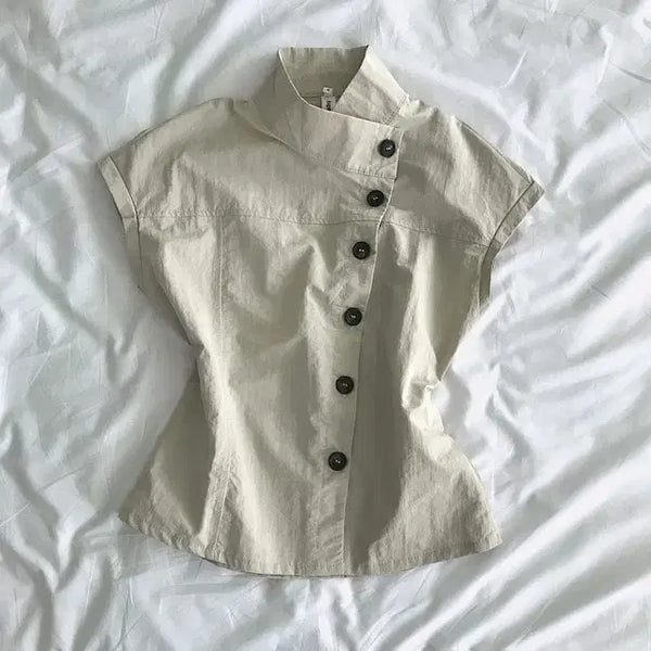 [BUNJANG] Cream Cheese Market Diagonal Tank Blouse / 크림치즈마켓 트렌치 사선 나시 블라우스