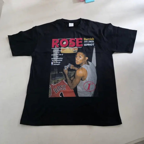 [BUNJANG] Vintage Rose Digital Printing Black T-Shirt XL / 빈티지 로즈 빅 디지털 프린팅 블랙반팔티셔츠