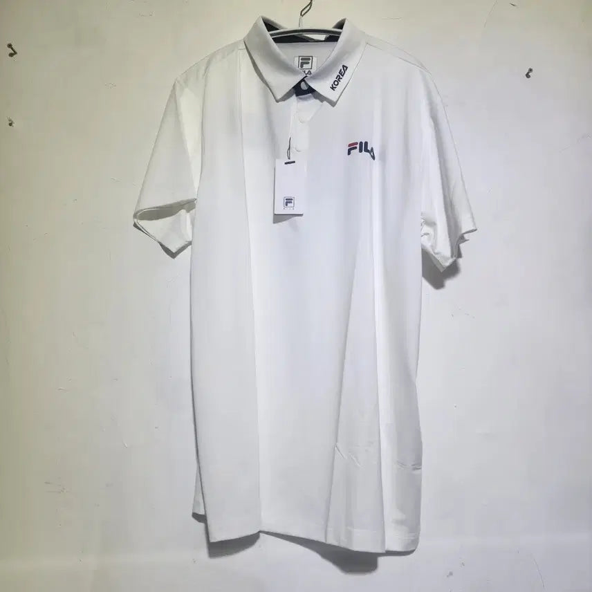 [BUNJANG] Fila Functional Collar Short Sleeve T-Shirt - White (Men's 110) / 빈티지존 새상품 휠라 기능성 카라 반팔티 110