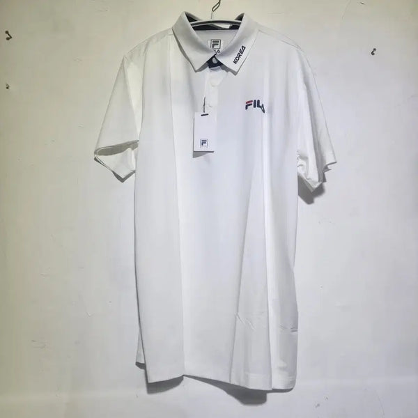 [BUNJANG] Fila Functional Collar Short Sleeve T-Shirt - White (Men's 110) / 빈티지존 새상품 휠라 기능성 카라 반팔티 110