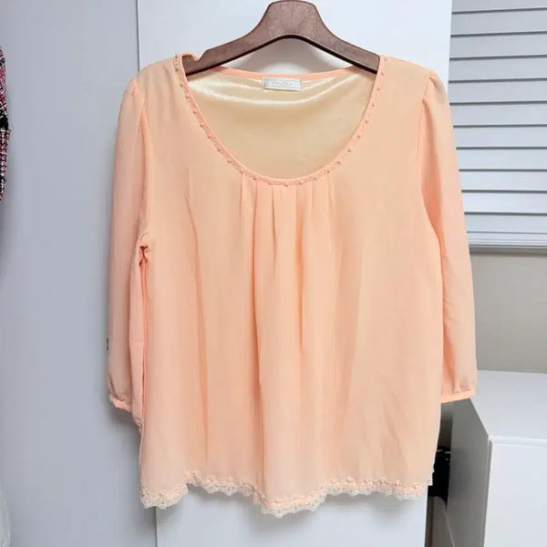 [BUNJANG] Vintage Peach Lace Blouse / 일본빈티지 피치살구 레이스 블라우스