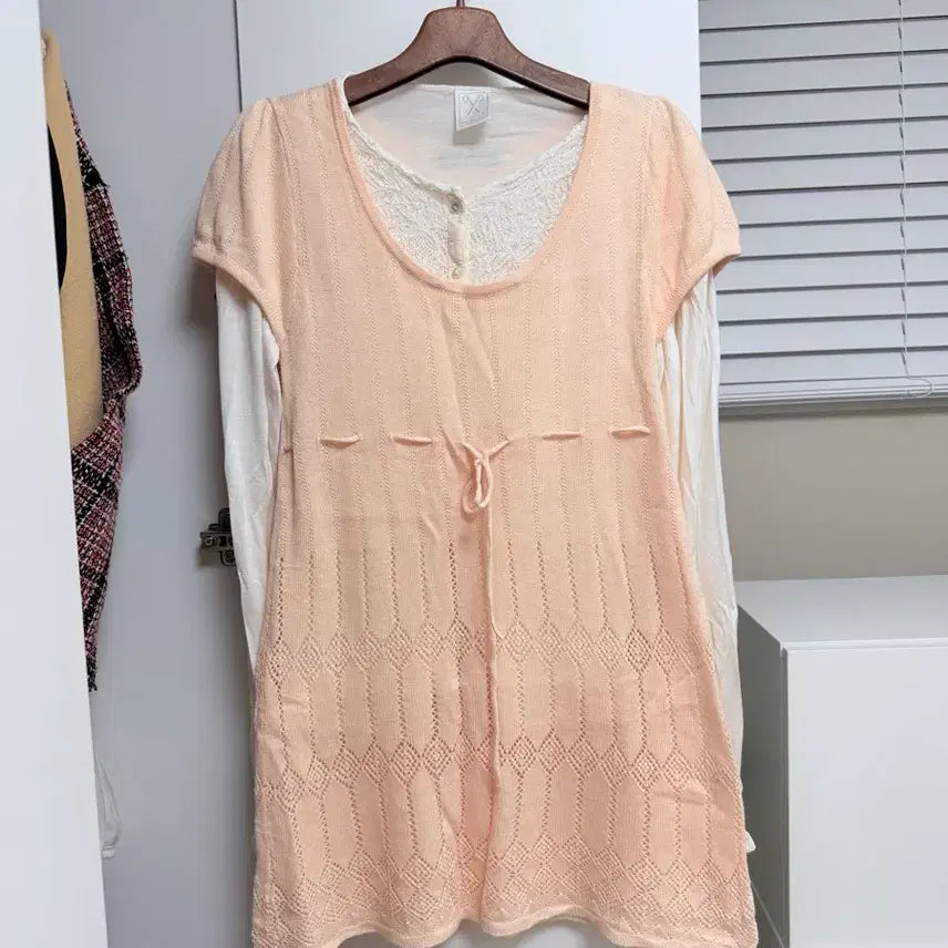 [BUNJANG] Japanese Vintage Apricot Mori Knit Mini Dress / 일본빈티지 살구 모리 미니원피스