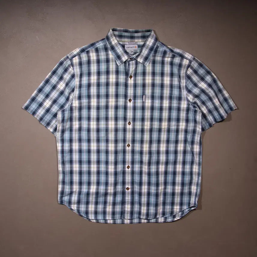 [BUNJANG] Carhartt Check Short Sleeve Shirt A644 / 칼하트 체크 반팔셔츠 A644