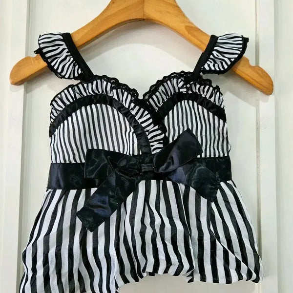 [BUNJANG] 90s Striped Ribbon Detail Blouse / 90 스트라이프 리본 장식 블라우스
