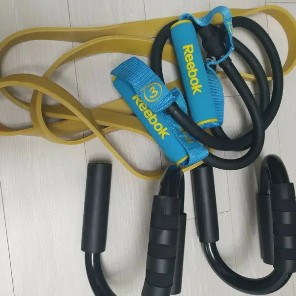 [BUNJANG] Reebok Tubing Band and Push-up Bar Set / 리복 튜빙 밴드 앤 푸쉬업바 세트