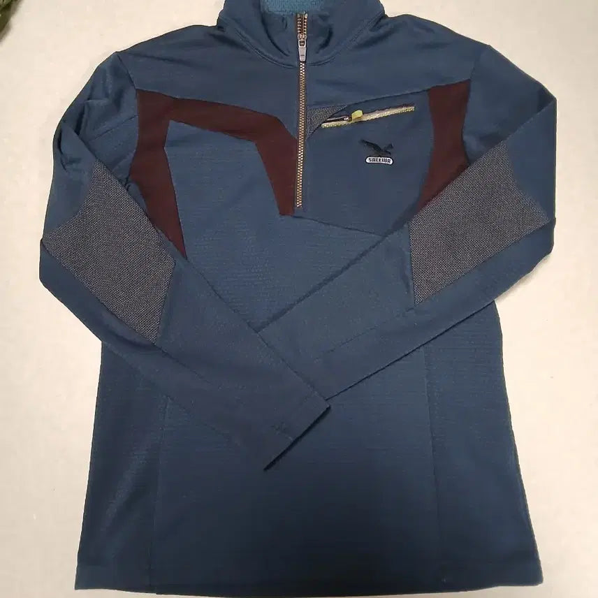 [BUNJANG] Salewa Men's Zip-Up T-Shirt Navy / 살레와 남성 집업 티셔츠 네이비