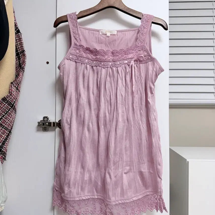 [BUNJANG] Vintage Purple Lace Sleeveless Top / 일본빈티지 그로브 보라 레이스 슬리브리스