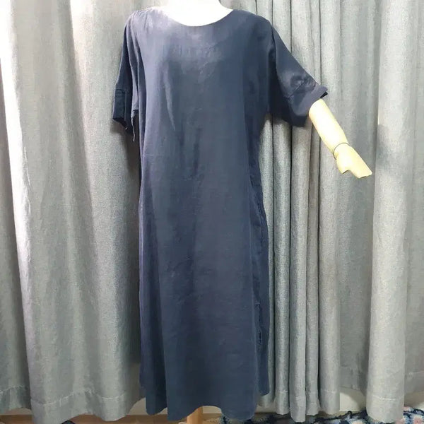 [BUNJANG] Navy Linen Maxi Dress / 네이비 린넨 맥시 원피스