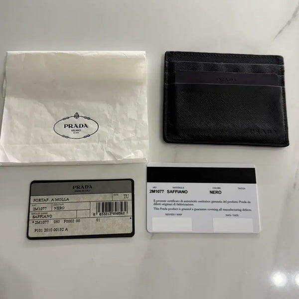 [BUNJANG] Prada Saffiano Card Holder Full Set / 새상품급 정품 프라다 사피아노 카드지갑 풀구성