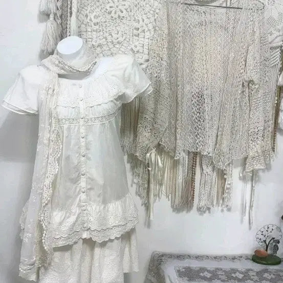 [BUNJANG] Vintage White Fairy Mori Girl Set / 빈티지 화이트페어리 화이트모리 모리걸