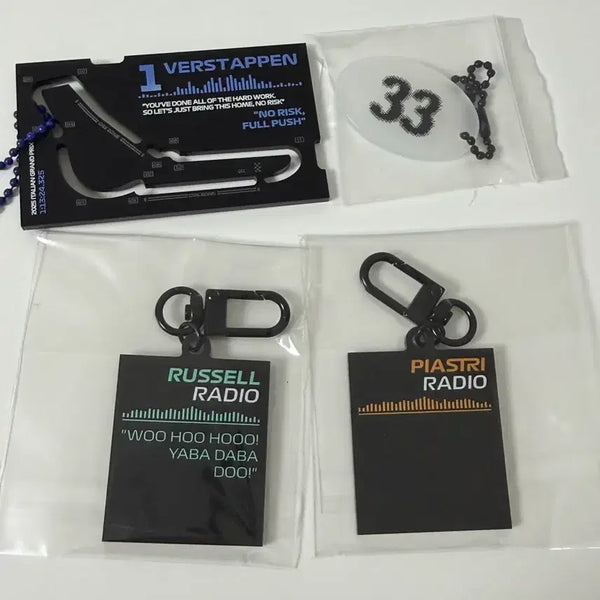 [BUNJANG] F1 Team Radio Keychain Set (George Russell, Oscar Piastri, Max Verstappen) / f1 팀라디오 키링 ( 조지 러셀, 오스카 피아스트리, 막스 베르스타펜 )