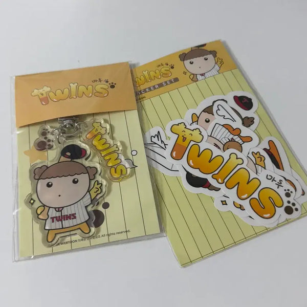 [BUNJANG] LG Twins Maru Collaboration Keyring & Sticker Set / 엘지트윈스 마루 콜라보 키링, 스티커