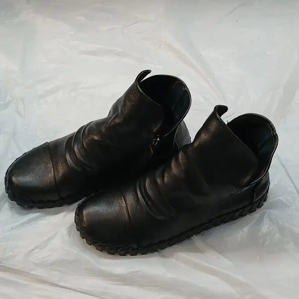 [BUNJANG] Vintage Zone Leather Shirring Ankle Boots Size 245 / 빈티지존 가죽 셔링 앵클 부츠 245