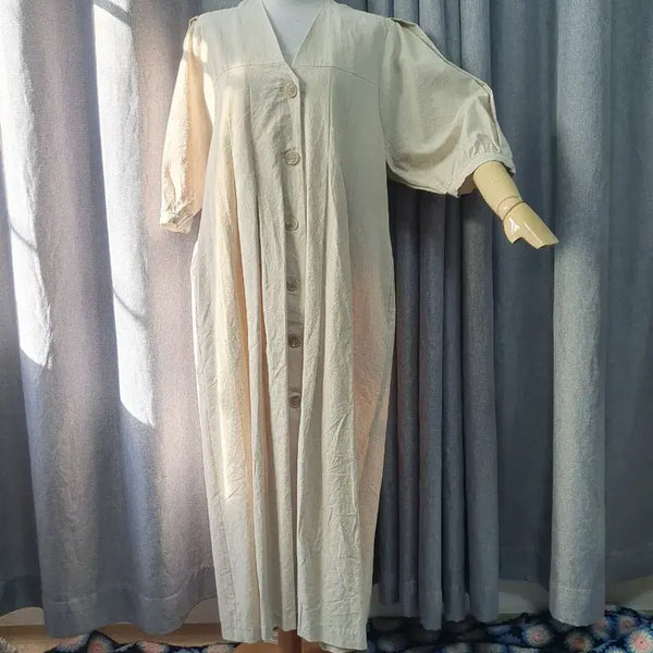 [BUNJANG] Pintuck Linen Maxi Dress / 핀턱 린넨 맥시 원피스