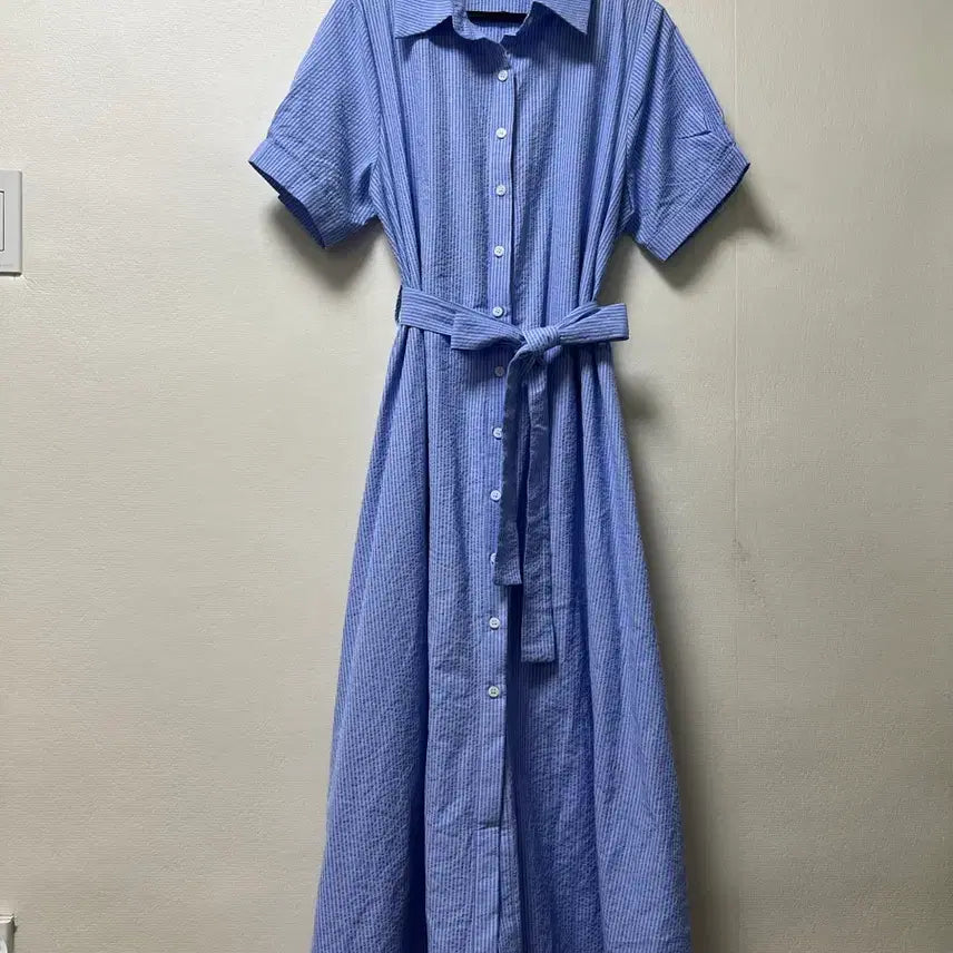 [BUNJANG] WNDER.F1 Blue Striped Long Shirt Dress / WNDER.F1 블루 셔츠 롱 원피스 66