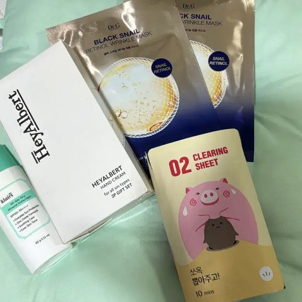 [BUNJANG] Dr.G Black Snail Retinol Mask Set with Klairs Sunscreen & Hey Albert Hand Cream / 클레어스 선스크린 닥터지 블랙 스네일 레티놀 마스크 세트