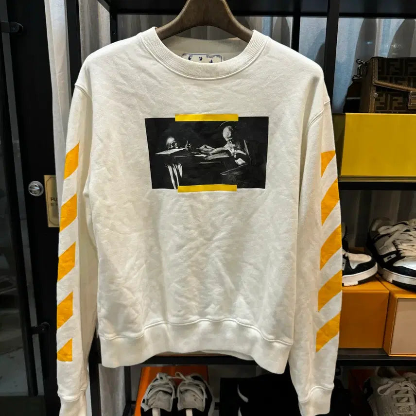 [BUNJANG] Off-White Caravaggio Sweatshirt - White (M) / [정품/L사이즈] 오프화이트 카라바조 맨투맨 화이트