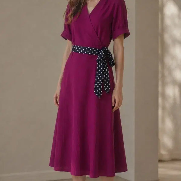 [BUNJANG] MOJO.S.PHINE Polka Dot Belted Long Dress / 모조에스핀 도트 벨티드 롱원피스  (66, 새옷컨디션)