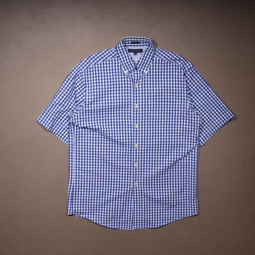 [BUNJANG] Tommy Hilfiger Checked Short Sleeve Shirt L / 타미힐피거 체크 반팔셔츠 A649