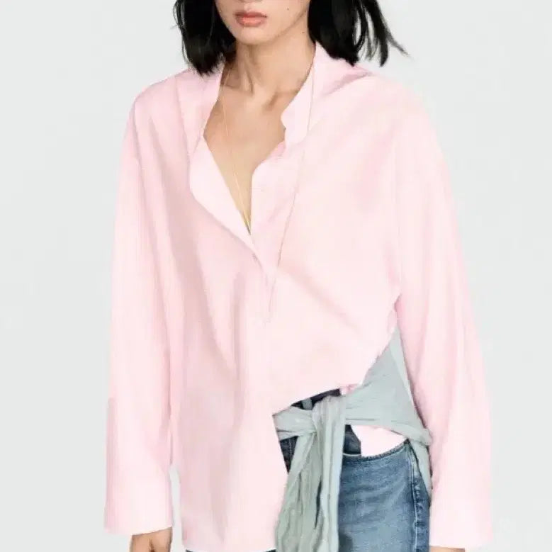 [BUNJANG] Massimo Dutti Cropped Pink Shirt / 마시모두띠 크롭 핑크 셔츠