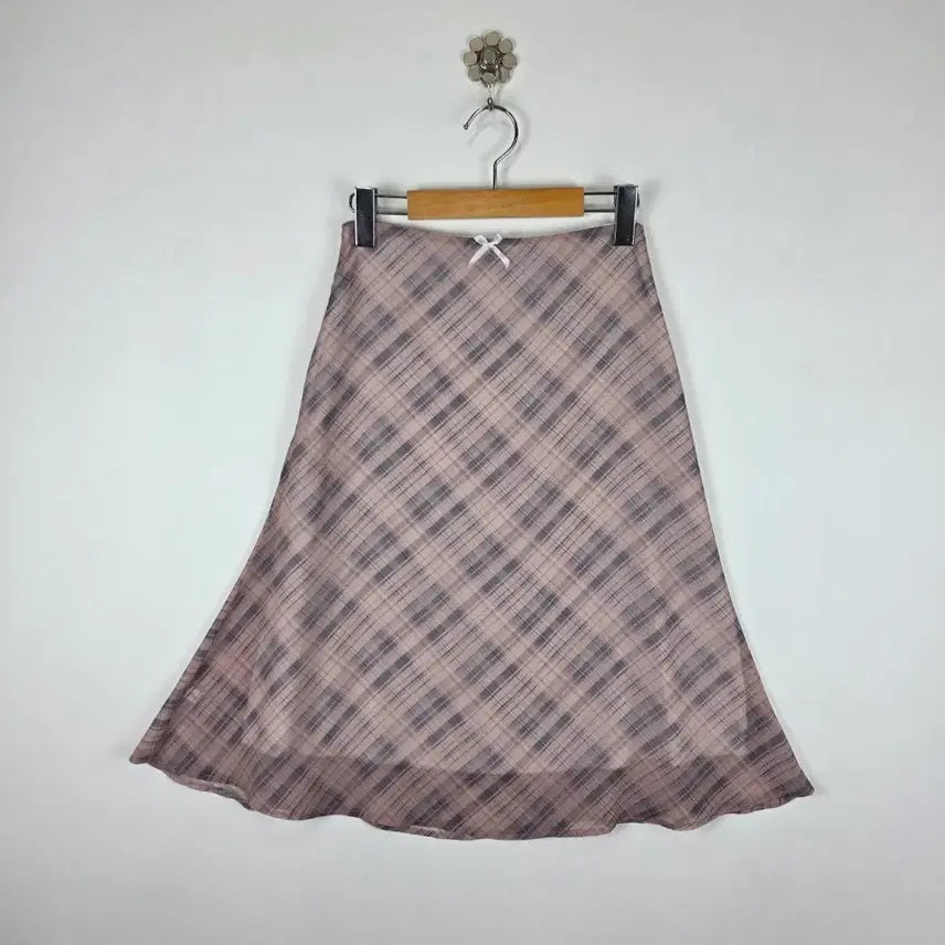 [BUNJANG] Morrigan Pink Check Ribbon Skirt / [Japan]모리걸 시스루 핑크 체크 리본 스커트