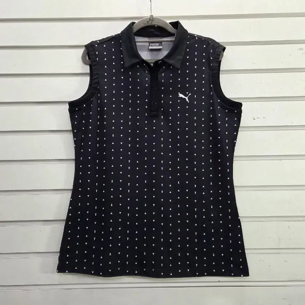 [BUNJANG] Puma Pattern Sleeveless Collar T-Shirt Women's Size 55 / 푸마 패턴무늬  민소매 여성 카라티55/보물찾기천사