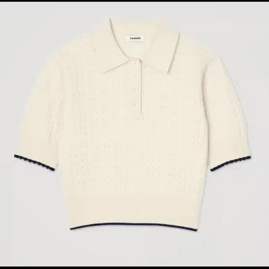 [BUNJANG] Sandro Knit Collar Short Sleeve T-Shirt / 산드로 니트 카라 반팔