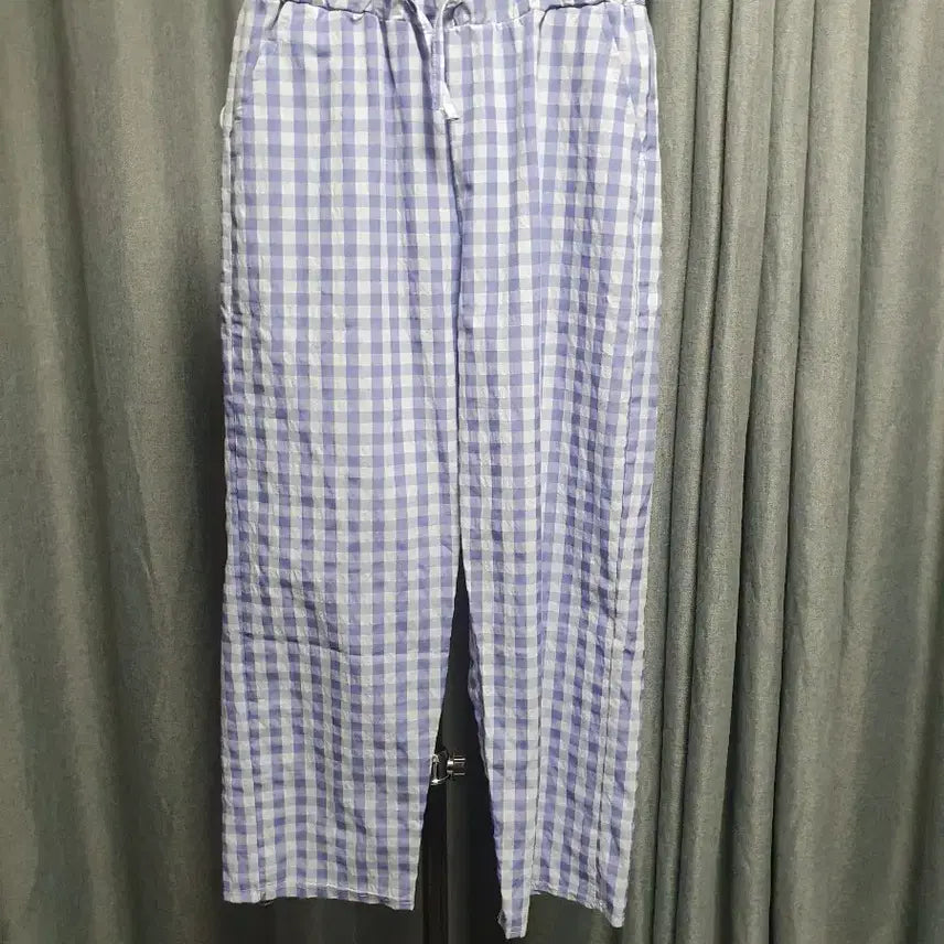 [BUNJANG] Purple Check Banding Cool Pants / 퍼플체크 밴딩 시원 팬츠