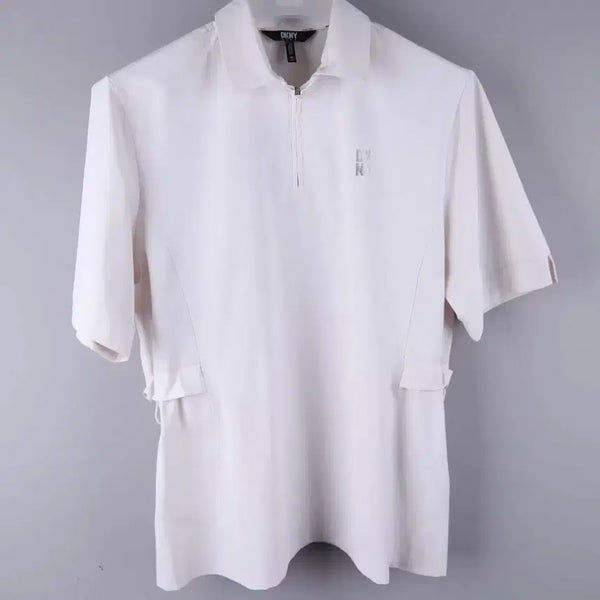 [BUNJANG] DKNY Women's Short Sleeve Polo Shirt - Ivory / DKNY 반팔 카라티 여성 아이보리