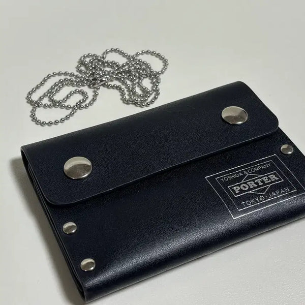 [BUNJANG] Yoshida Porter 35th Anniversary Chain Leather Pass Card Case Wallet / 요시다포터 35주년 체인 레더 패스 카드 케이스 카드지갑