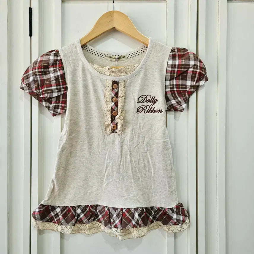 [BUNJANG] Dolly Ribbon Check Blouse / 150 돌리리본 체크 블라우스