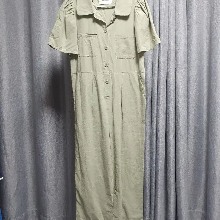 [BUNJANG] Green Puff Wide Jumpsuit / 그린 퍼프 와이드 점프수트