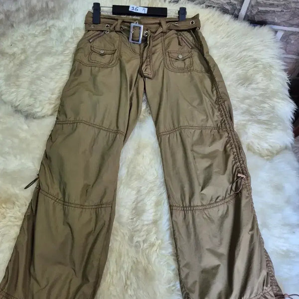 [BUNJANG] Khaki Belt Cargo Pants - Size 26 / 카키색 벨트 카고 팬츠26