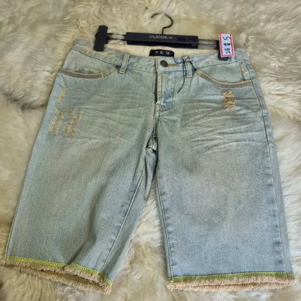 [BUNJANG] SKM Denim Shorts Light Blue Cut-off Size 28 / SKM 데님 반바지 라이트 블루 컷팅 28