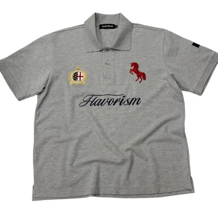 [BUNJANG] Playboryzom Red Horse Pique Polo Shirt Mélange M / 플레이버리즘 레드 홀스 피케 폴로 셔츠 멜란지m