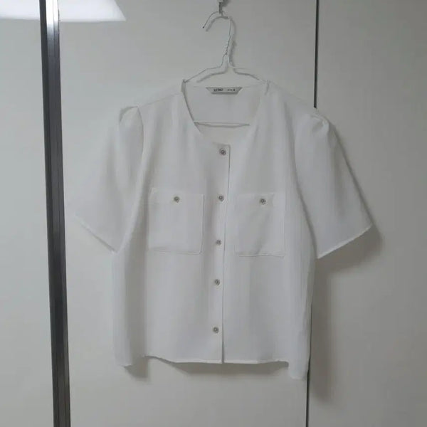 [BUNJANG] Mixxo White Short Sleeve Shirt / 미쏘 화이트 반팔 셔츠