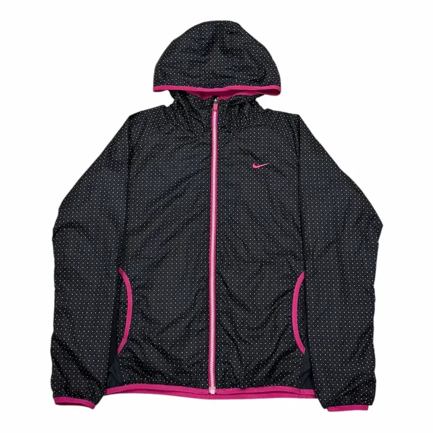 [BUNJANG] Nike Vintage Swoosh Polka Dot Jacket XL / 나이키 빈티지 스우시 도트 땡땡이 모리걸 블랙 핑크 자켓 XL